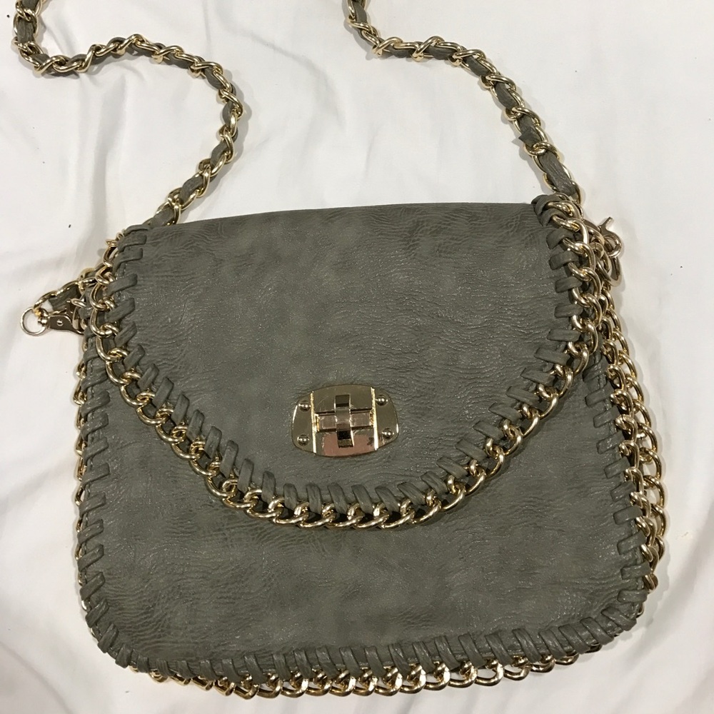 Grey and gold link Purse NWOT
